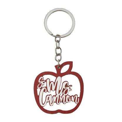 Graduation Season Apple Teacher Wooden Keychain