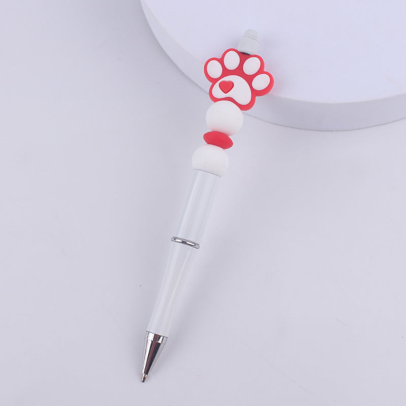 Handmade Bead Pen Cartoon Dog Paw Silicone Ballpoint