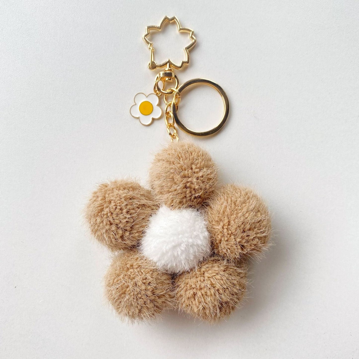 Plush Colored Flower Ball Keychains