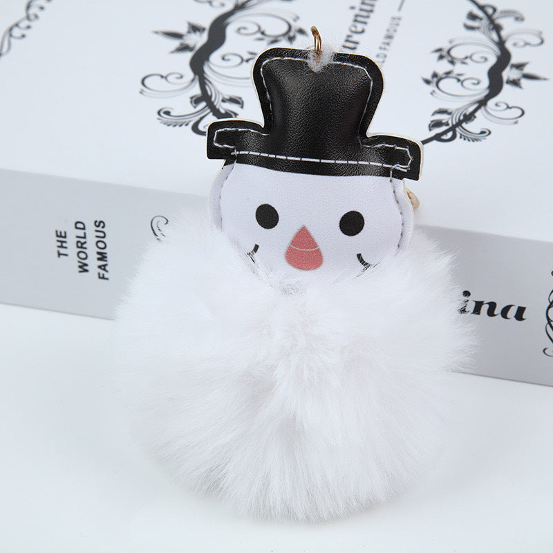 Christmas Plush Ball Santa Claus Plush Keychain