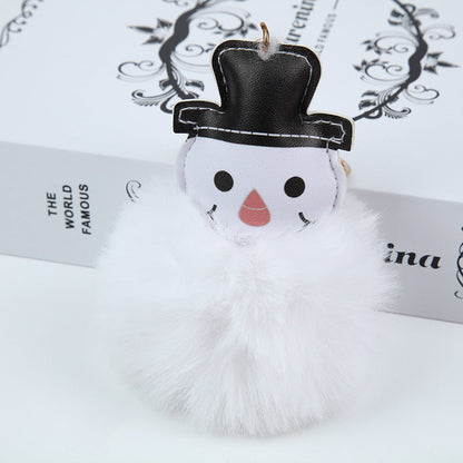 Christmas Plush Ball Santa Claus Plush Keychain