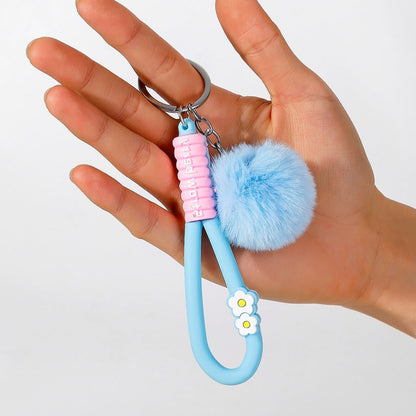 Soft Rubber Flower Ball Keychain