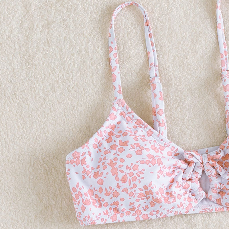 Kids V-Neck Cute Split Floral High Waist Swimwear