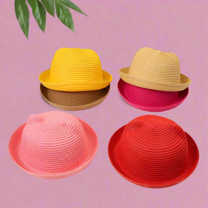 Cute Cartoon Children's Hats Colored Hats Cat Ears Straw Hats