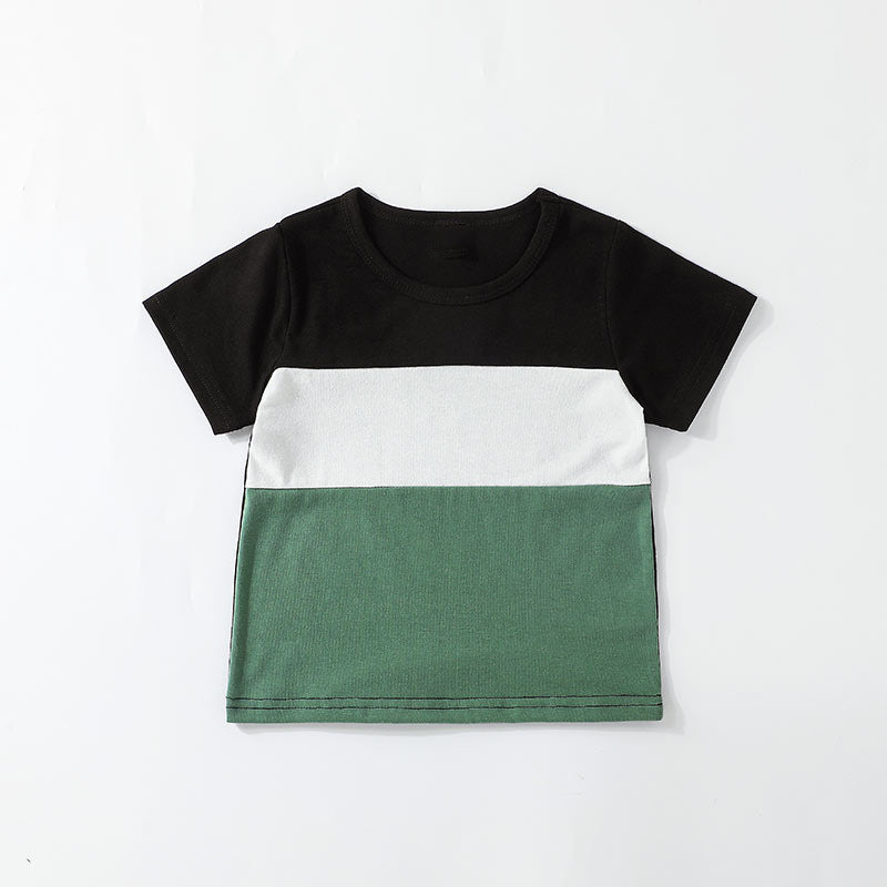 Polyester Color Matching T-shirt Pants Children's Suit