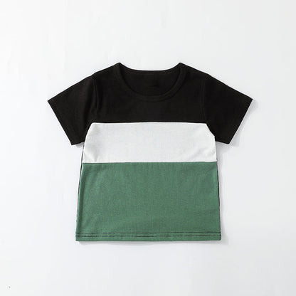 Polyester Color Matching T-shirt Pants Children's Suit