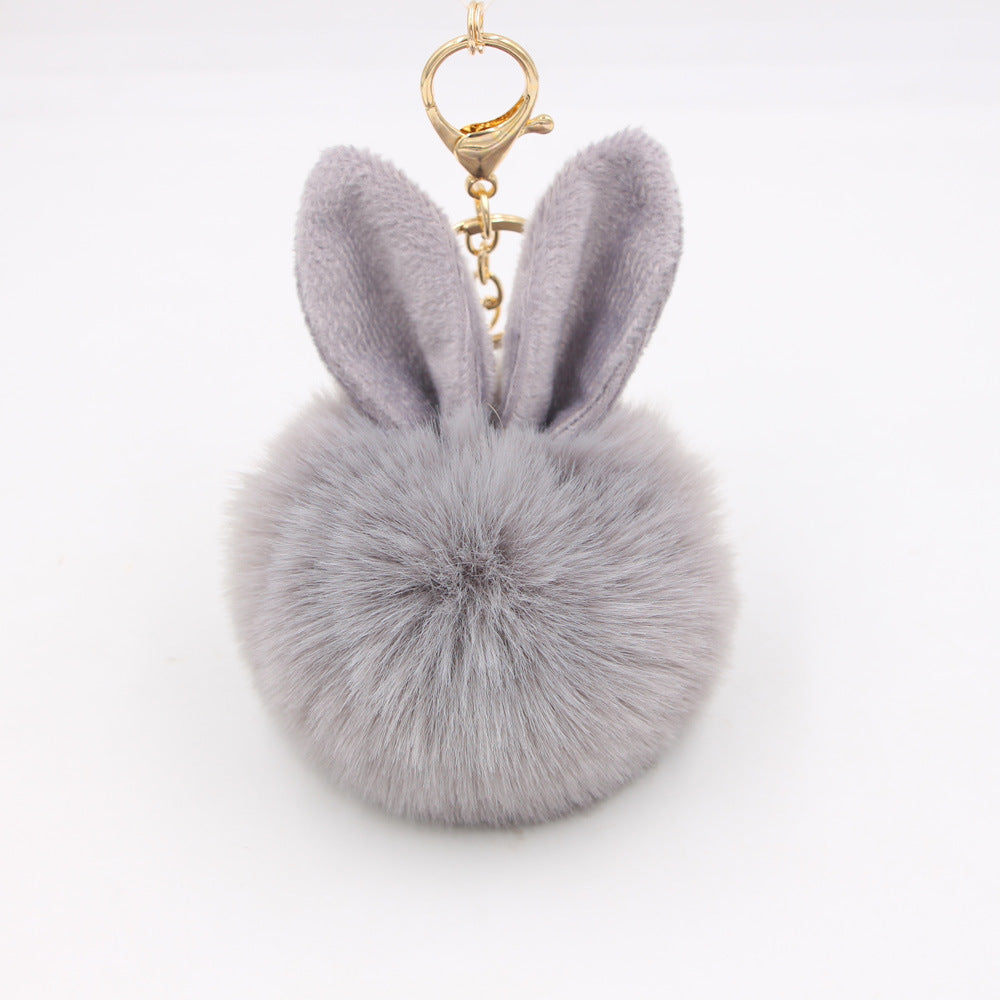 Rabbit Ears Fur Ball Keychain Plush