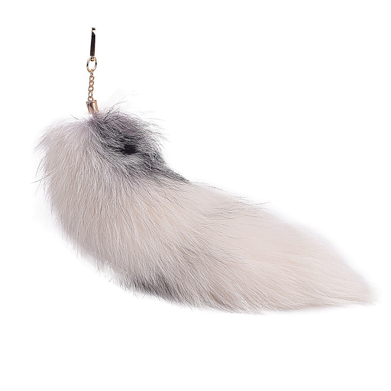 of Oversized Fox Hair Pendant Keychains
