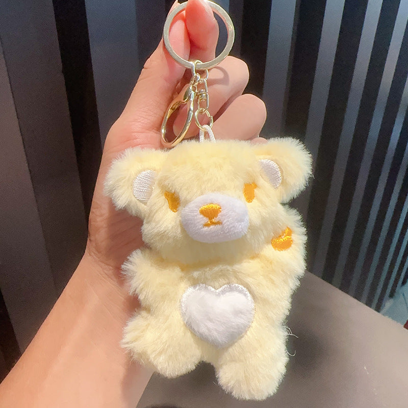 Cartoon Love Teddy Bear Plush Keychain