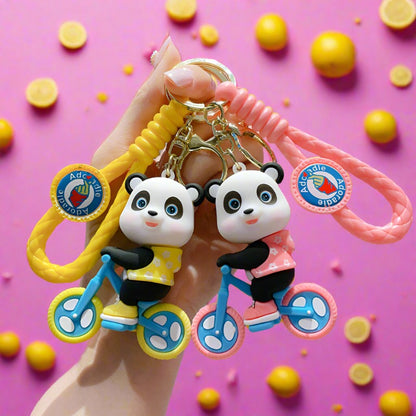 Cartoon Cycling Panda PVC Keychain Cute Keychain