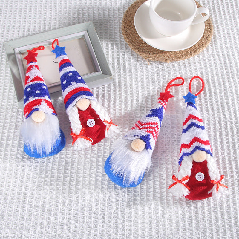Independence Day Striped Five Star Faceless Doll Ornament