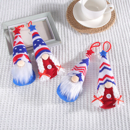 Independence Day Striped Five Star Faceless Doll Ornament