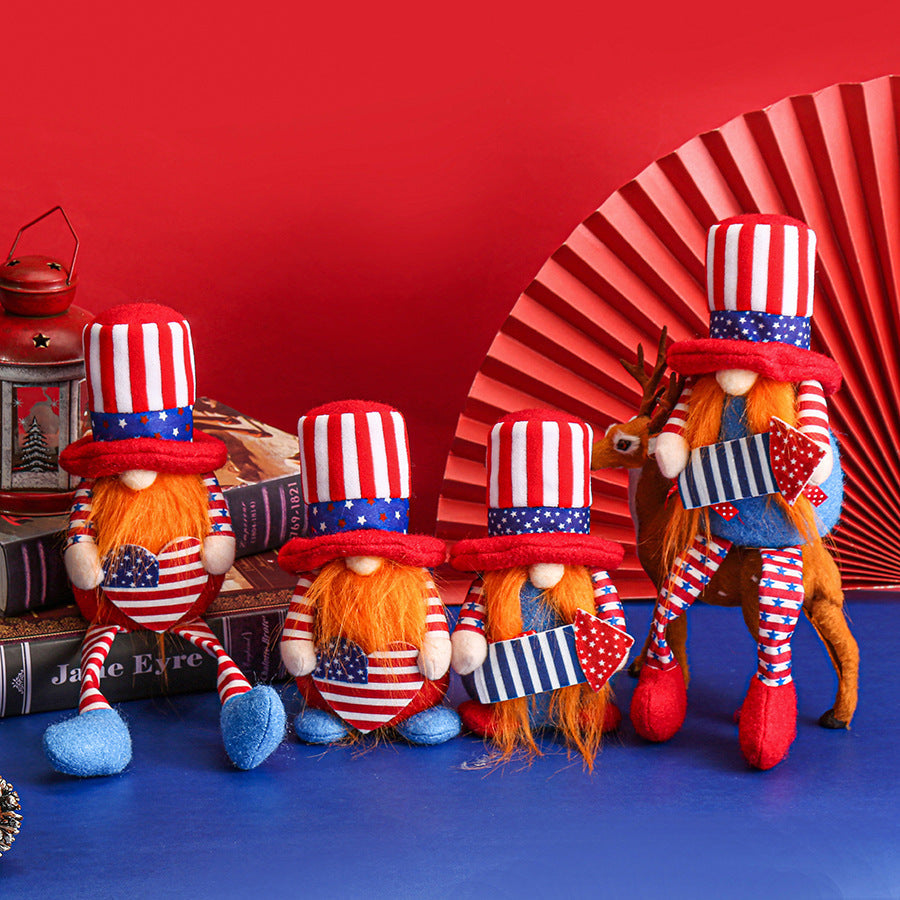Fabric Independence Day Striped Five Star Faceless Doll