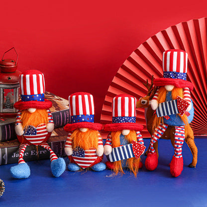 Fabric Independence Day Striped Five Star Faceless Doll