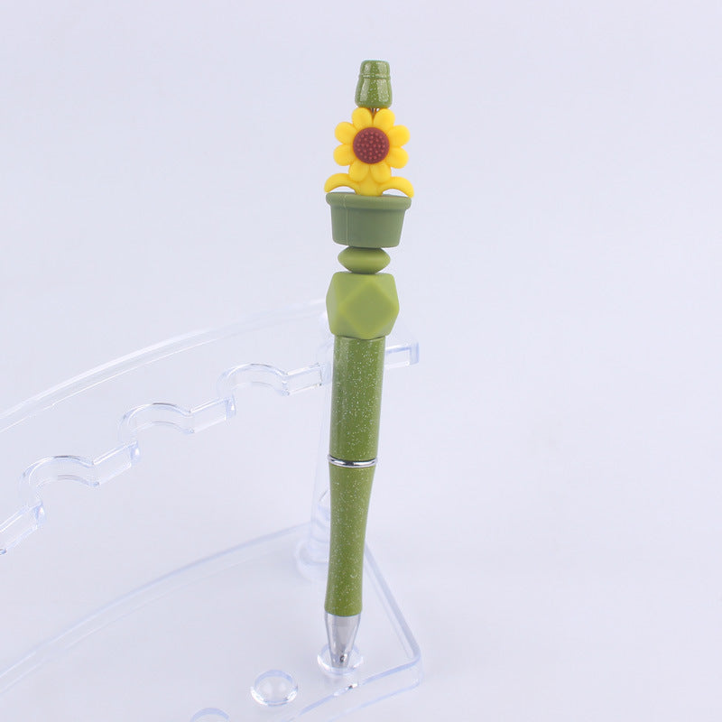 Handmade Bead Pen Sunflower Silicone Ballpoint Pen