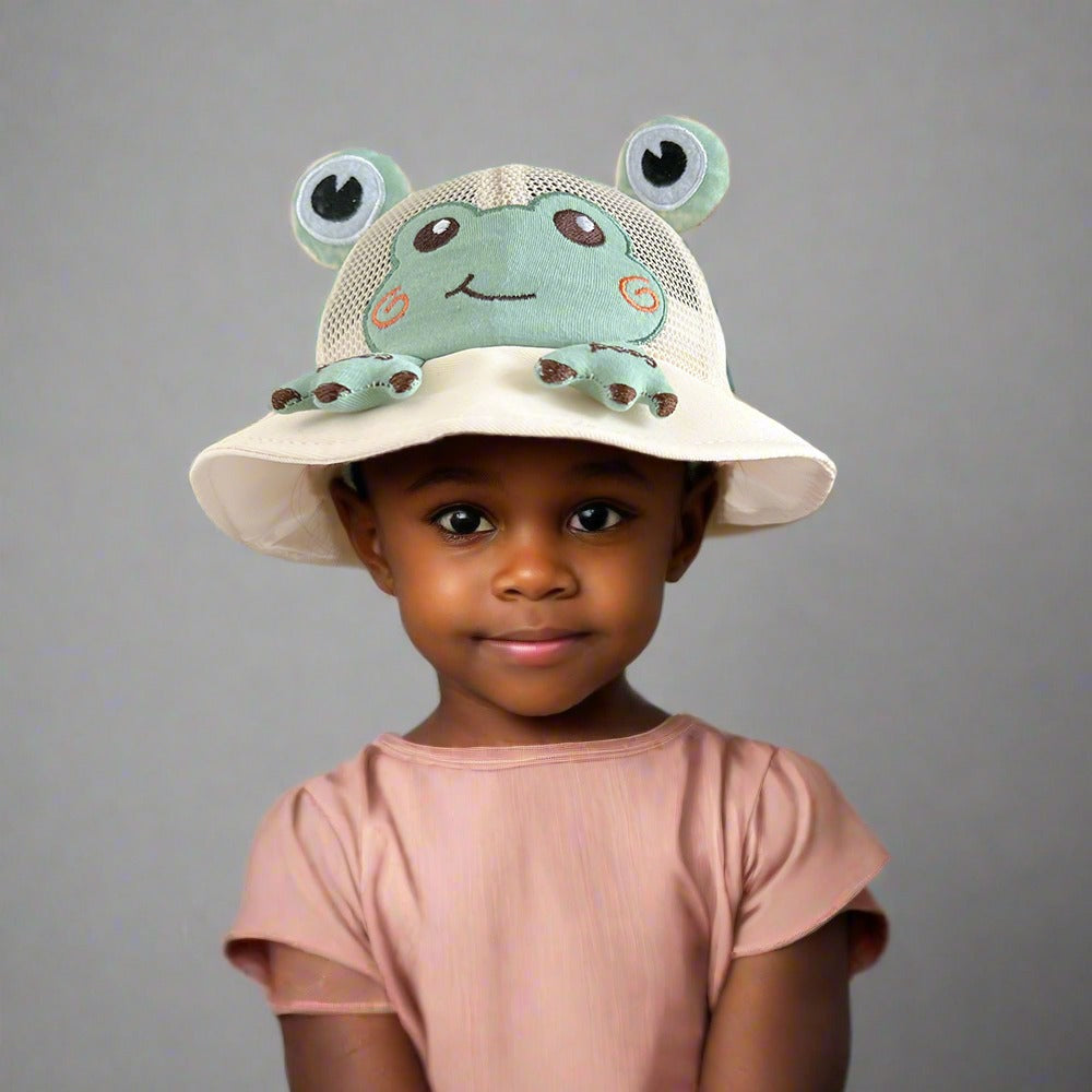 Cotton Cute Frog Kids Bucket Hat