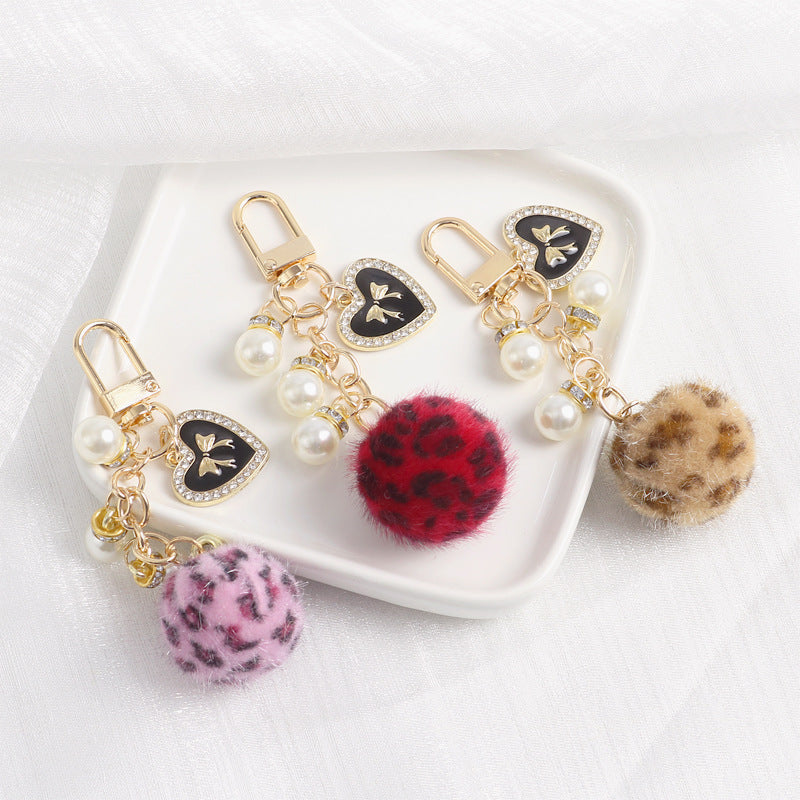 Leopard Fur Ball Keychain