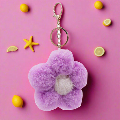 Plush Flower Ball Keychains