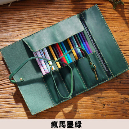 Bidding Cowhide Retro Pen Bag