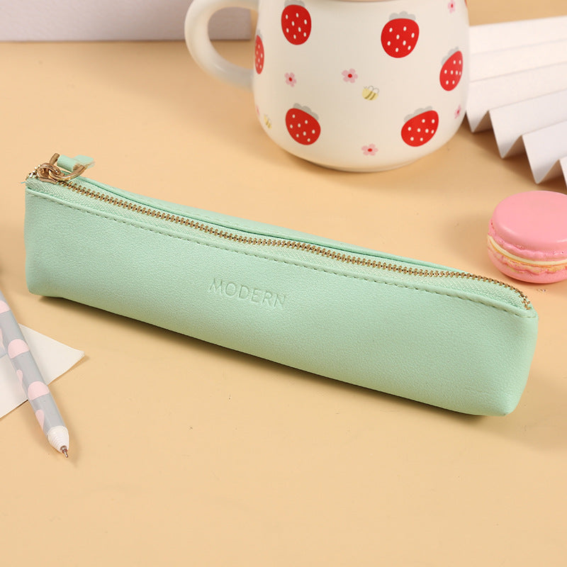 Pu Solid Color Pencil Case