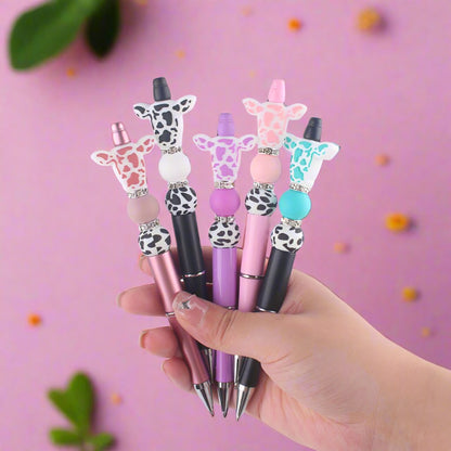 Cartoon Cow Head Cow Pattern Silicone Bead Pen