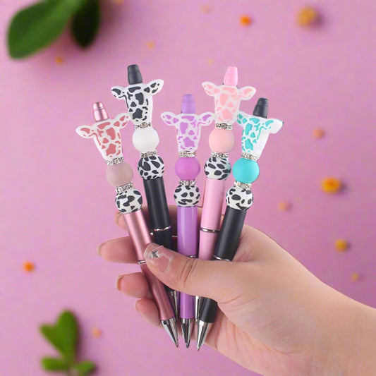 Cartoon Cow Head Cow Pattern Silicone Bead Pen