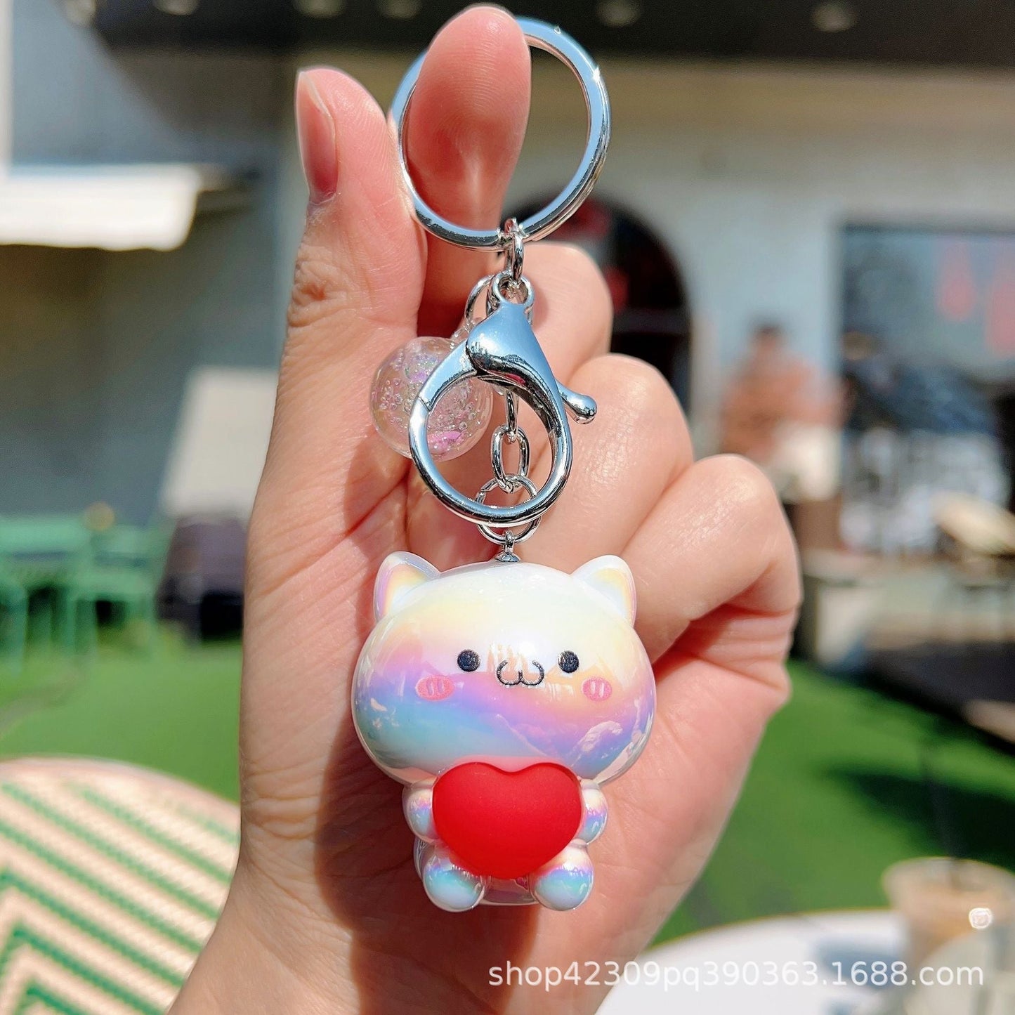 Cartoon Acrylic Care Bear Colorful Electroplating Keychain