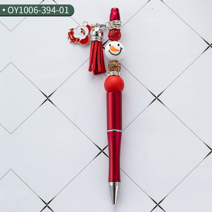 Christmas Tassel Silicone Handmade Bead Pen Ballpoint Pen
