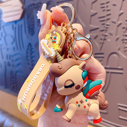 Cartoon Cute Rainbow Horse Unicorn PVC Keychain Cute Keychain