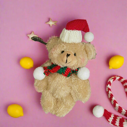 Christmas Bear Plush Toy Keychain