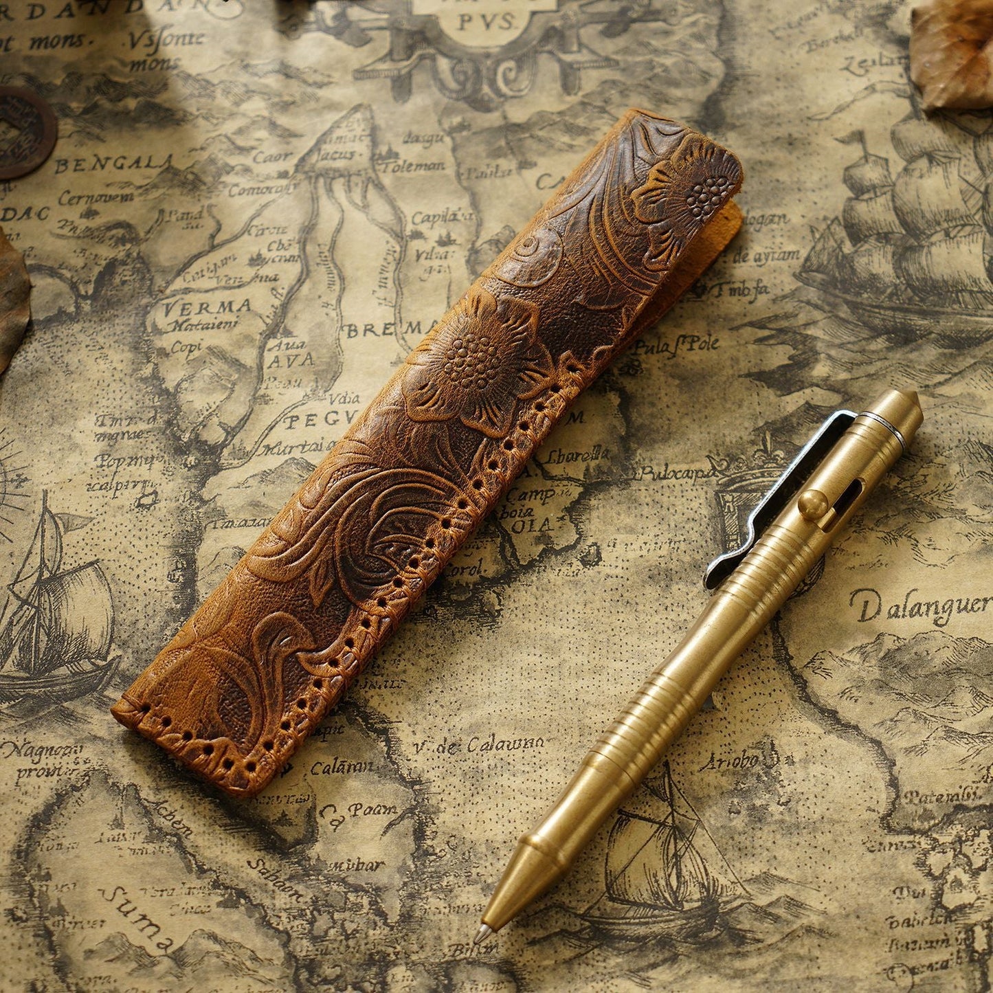 Retro Pure Handmade Head Layer Cowhide Creative Pen Bag