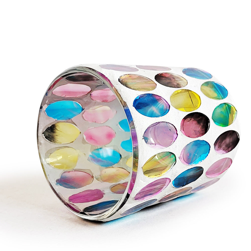 Rainbow Disc Mosaic Glass Candle Holder 10PCS