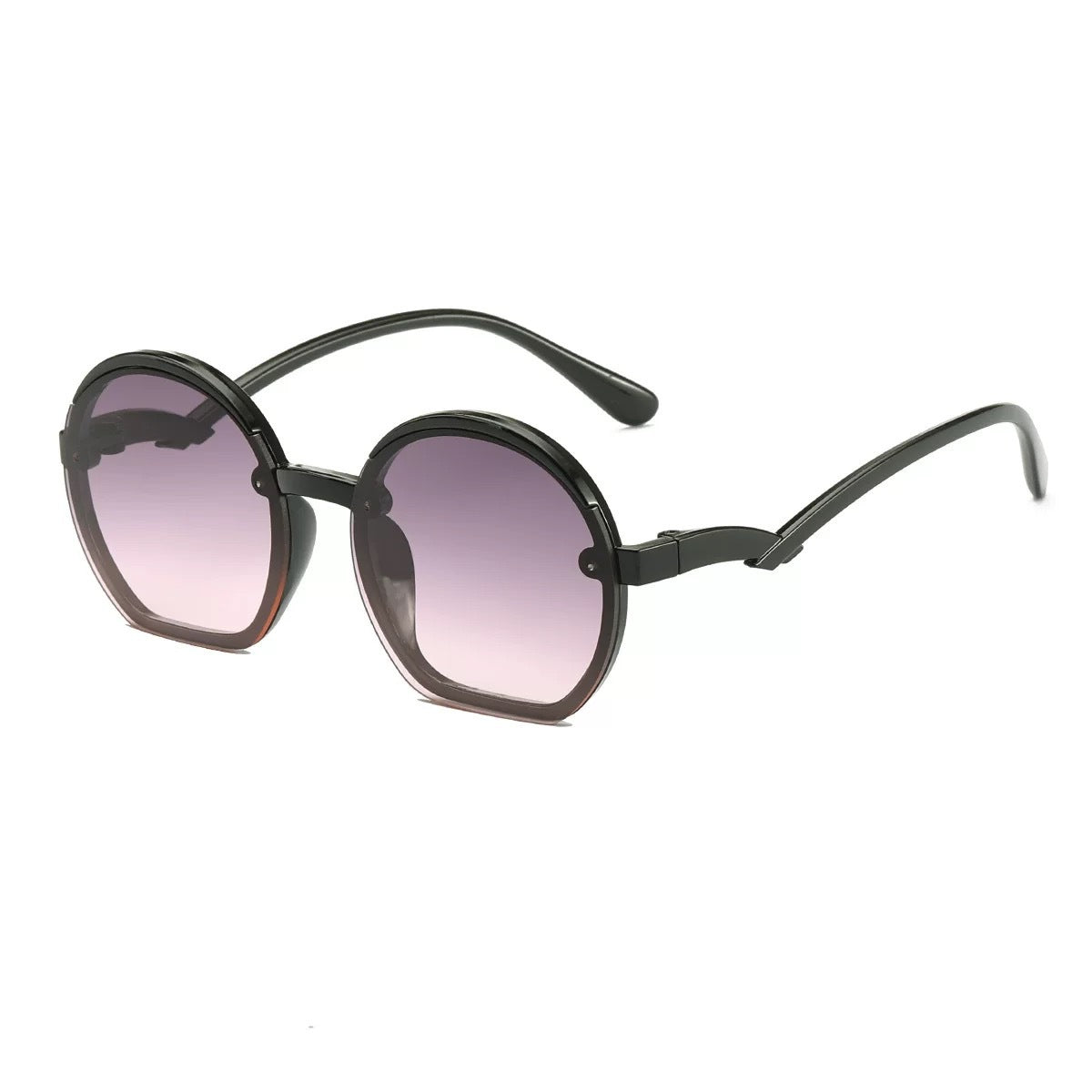 Curved Temple Round Frame Kids Sunglasses