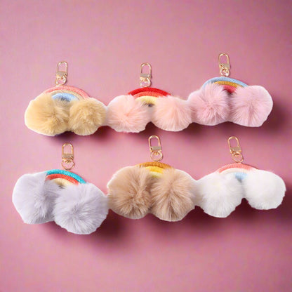 Cartoon Fur Ball Hand Knitted Rainbow Keychain