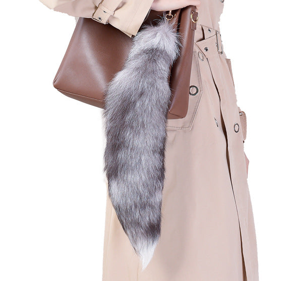 of Oversized Fox Hair Pendant Keychains