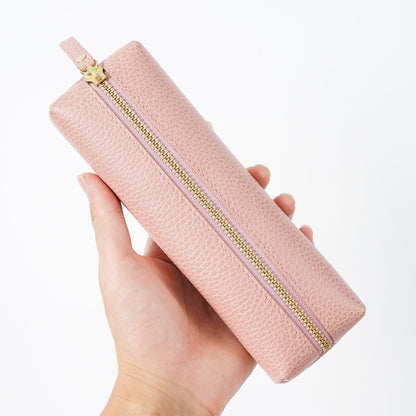 Cowhide Lychee Zipper Creative Pencil Case