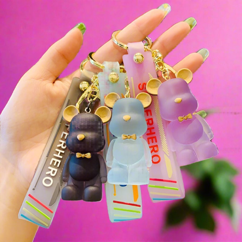 Cartoon Crystal Bow Tie Bear PVC Soft Glue Creative Keychain