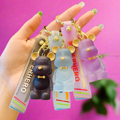 Cartoon Crystal Bow Tie Bear PVC Soft Glue Creative Keychain
