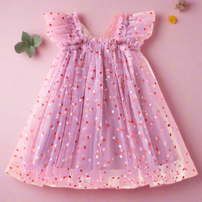 Polyester Children's Embroidered Mesh Dresses