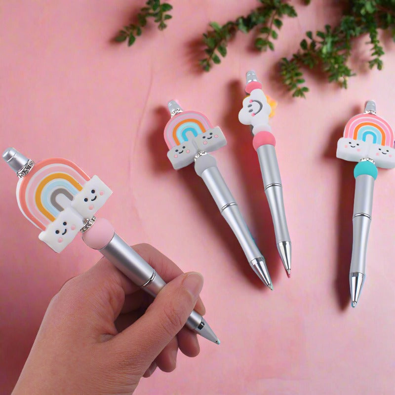 Cartoon Rainbow Cloud Silicone Handmade Beadable Pens