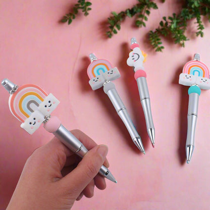 Cartoon Rainbow Cloud Silicone Handmade Beadable Pens