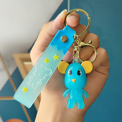 Cartoon Crystal Bow Tie Bear PVC Soft Glue Creative Keychain