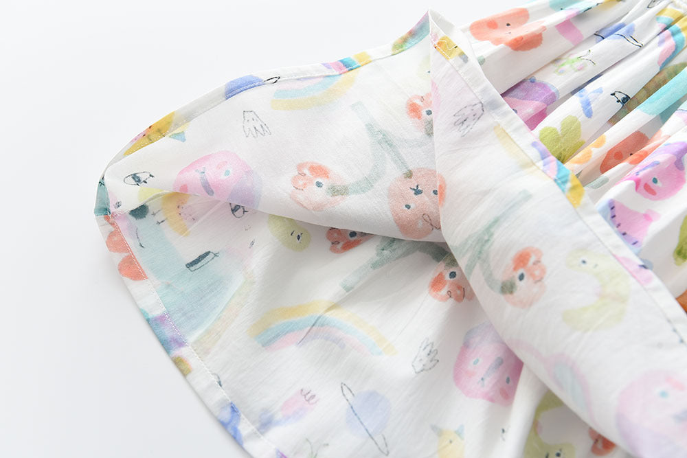 Girls Flying Sleeves Round Neck Vest Cotton Dress Baby Clothes