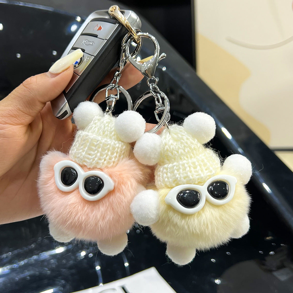 Cute Cartoon Plush Ball Keychains