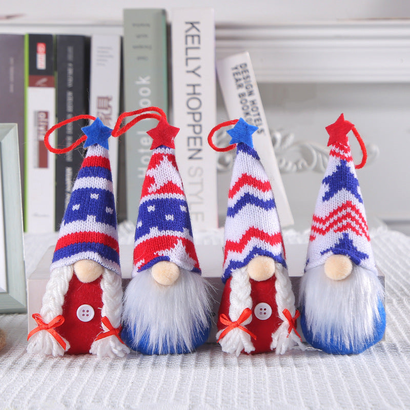 Independence Day Striped Five Star Faceless Doll Ornament