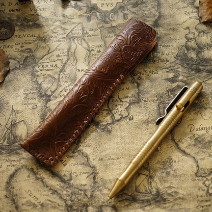 Retro Pure Handmade Head Layer Cowhide Creative Pen Bag