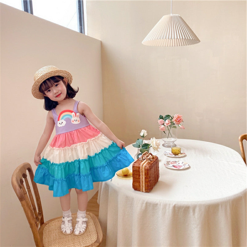 Girls Rainbow Dresses Cotton Baby Clothes