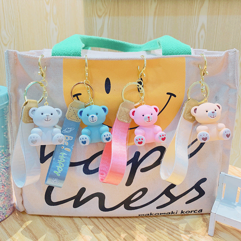 Cartoon Resin Sitting Bear Keychain Cute Keychain