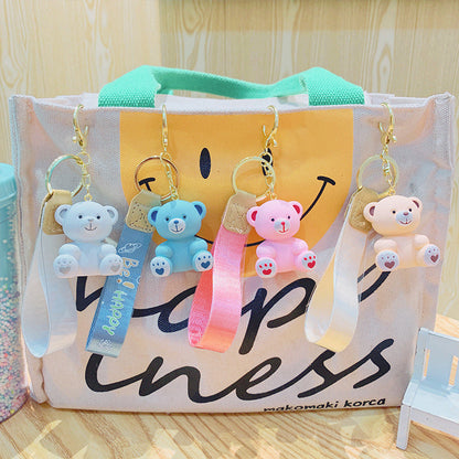 Cartoon Resin Sitting Bear Keychain Cute Keychain