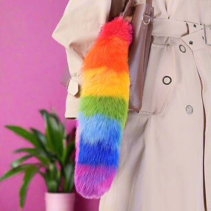 of Oversized Fox Hair Pendant Keychains